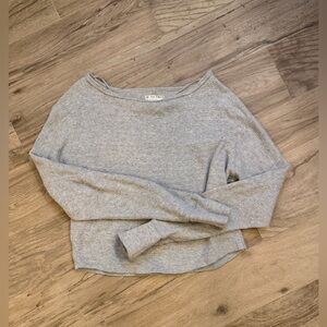 We The Free Heather Gray Long Sleeve Waffle Top Size Small